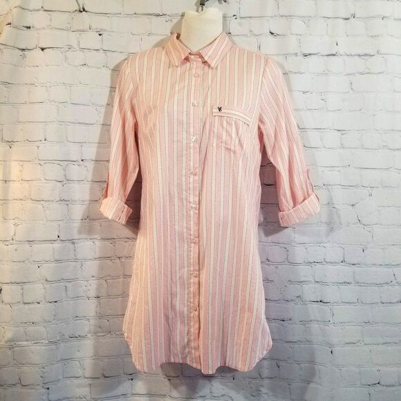 NWOT Victoria’s Secret Pink & White Striped Sleep Shirt Size XS/TP - Picture 1 of 10